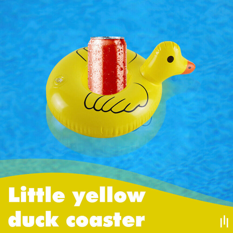 Inflatable Cup Holder Cute Yellow Duck Drink Stand Swimming Pool Float Coasters