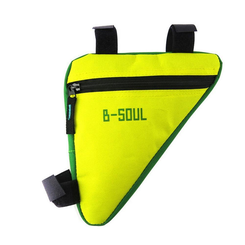 Triangle Cycling Front Tube Frame Pouch Bag Holder Saddle(Yellow+Green)