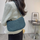 Fashion Women Corduroy Solid Color Underarm Bag Casual Small Purse Shoulder
