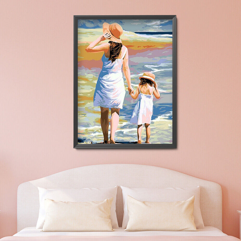 Digital Painting By Numbers Drawing DIY Mother Son Oil Picture Craft Home Dec