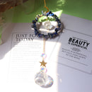 #A Crystal Diamond Prisms Hanging Light Catcher Moon Star Ornament for Living Ro