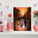 Full Cross Stitch Art Paint 11CT Counted Sunset Cat Embroidery Wall Ornament Kit