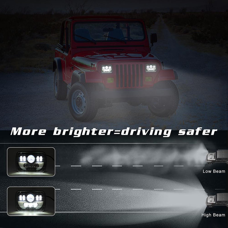 7x6/ 5x7 inch 300W LED Headlight Rectangular Hi-Lo DRL for Car Truck SUV