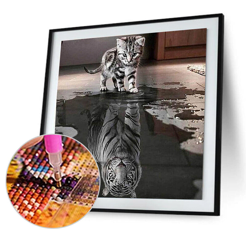 Cat Tiger 5D Diamond Painting Embroidery DIY Cross Stitch Craft Home Decor Newly