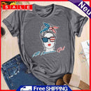 Independence Day America Girl Tea T-Shirt (Grey M)