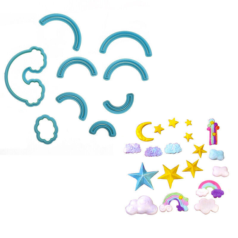 9x Rainbow Cookies Biscuit Cutter Fondant Mould Cake Sugarcraft Decorating Mold