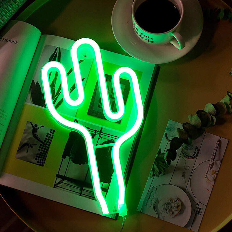 Cactus Shaped LED Decorative Neon Sign Night Light Holiday Art Lamp (B) Newly