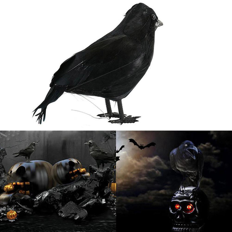 Halloween Stuffed Feather Crow Bird Black Ravens Fancy Prop Decor Home C9M2