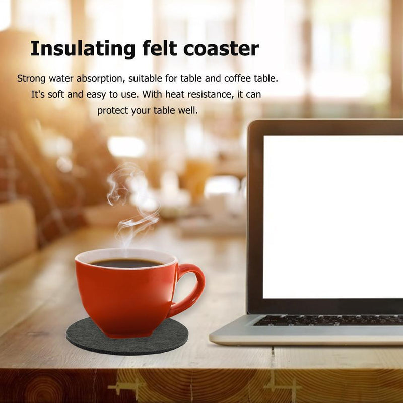 20pcs Felt Cup Mats Coasters Heat Resistant Coffee Tea Pad (B Dark Grey)