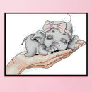 Partial Cross Stitch Art Paint 14CT Stamped Elephant Embroidery Wall Ornament