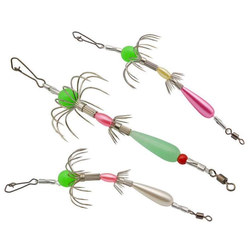 Double Row Fishing Cuttlefish Hook Carbon Steel Squid Hook Tackle (Pink)