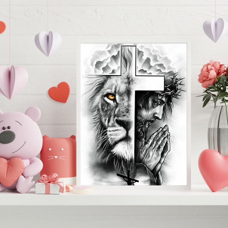 Double Cross Frameless Picture Oil Paint By Numbers Hand Painted Picture Kit