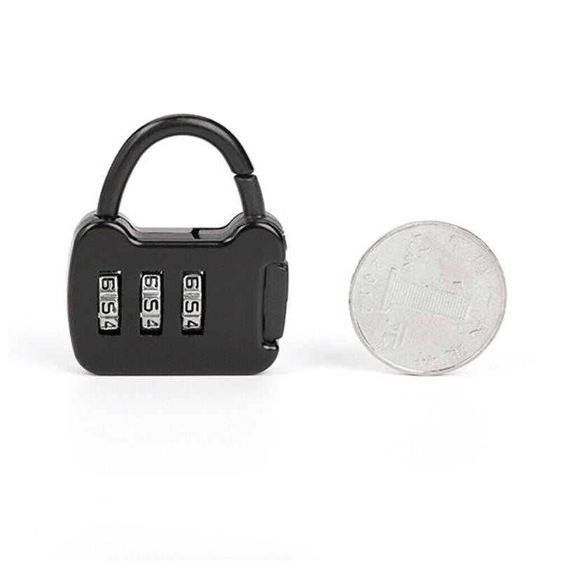 Zinc 3 Digit Code Combination Password Lock Mini Carrying Case Lock (Black)