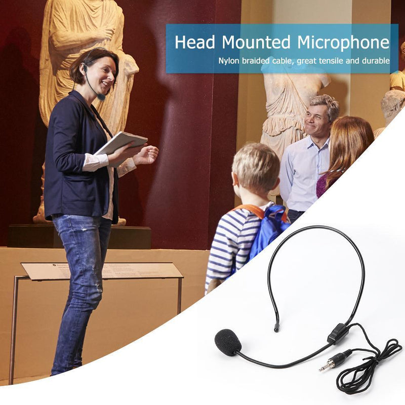 1.1m Head Mounted Microphone 3.5mm Wired Headset Mic for Teacher Guide Speech