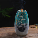 Incense Holder Ceramic Backflow Waterfall Incense Burner with 50 Cones (A) Newly