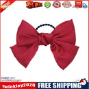 Ribbon Bow Hair Tie Rope Women Satin Hairband Ponytail Holder (Wine Red)