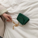 Pure Color Leather Mini Shoulder Bags Women Chain Messenger Bags (Green)