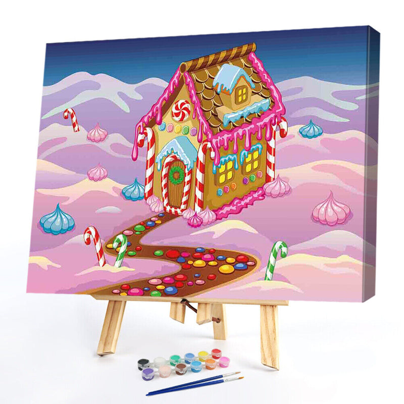 Candy House Oil Paint by Numbers Hand Painted Frameless Picture Home Ornament