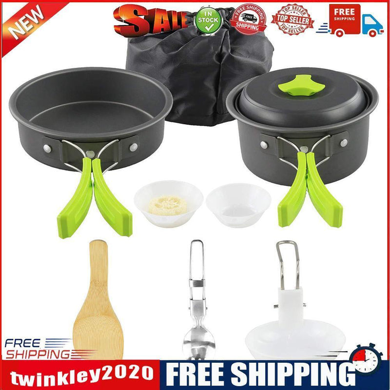 1-2 People Portable Camping Cookware Set Outdoor Cooking Equipment Utensils