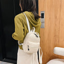 Women Solid Color Backpack Preppy Style School Nylon Mini Rucksack (Beige)