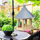 Garden Window Wooden Birdhouse Parrot Cage Bird Seeds Food Feeder (Blue)