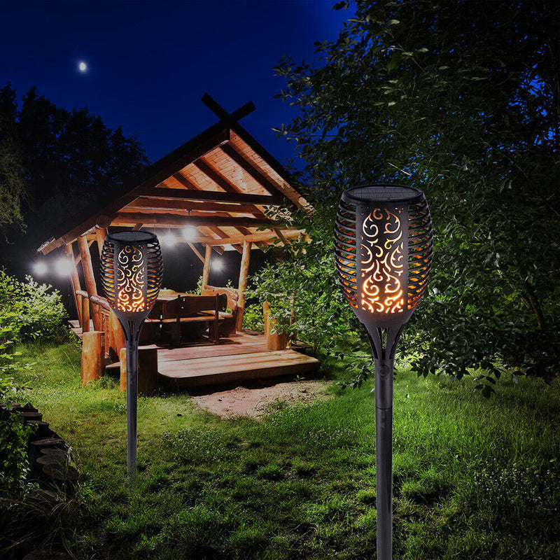 Outdoor Garden Solar Flame Light Waterproof LED Torch Lamp for Yard (2pcs) Newly