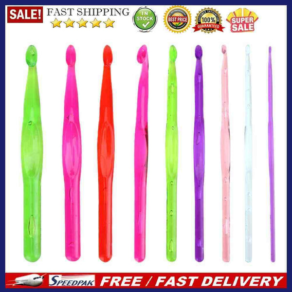9pcs/Set Plastic Crochet Hooks Sewing Needles Craft Yarn Knit Weave Tools