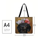 Dog wreath Printed Shoulder Shopping Bag Casual Large Tote Handbag 40*40CM