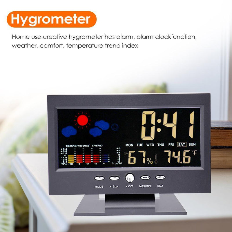 Digital Temperature Humidity Monitor Clock LCD Display Indoor Home Weather