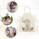 Kitchen Linen Apron Small Elephant Print Home Restaurant Cooking Baking Bib