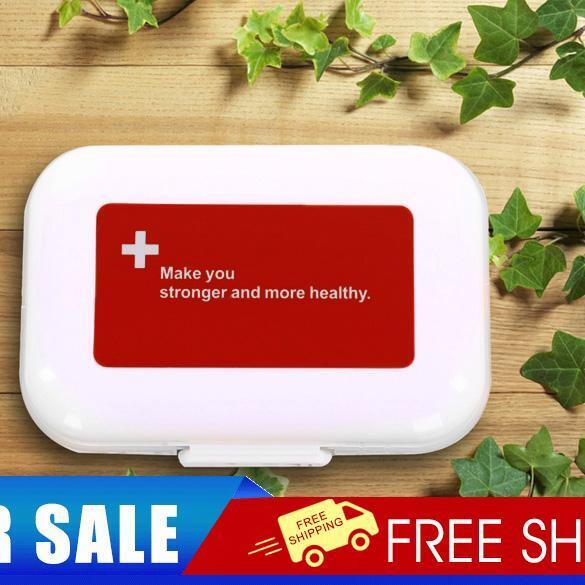 Portabe Multilayer 8 Compartment Pill Box Moistureproof Pill Holder Red