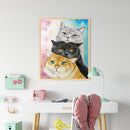Three Cats Oil Paint By Numbers DIY Home Decoration Gift Wall Art Picture Kit