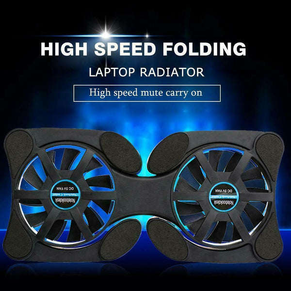 Foldable Mini Notebook Cooler Laptop USB Double Cooling Stand Computer Pad N5T1