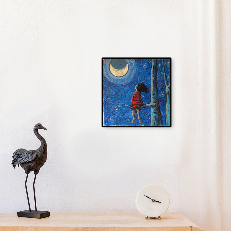 DIY Paint By Number Kit Little Girl Looking at The Moon No Frame Home Decor