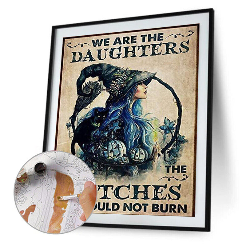 Retro Poster Witch Painting Oil Paint By Numbers Wall Art Home Room Decoration
