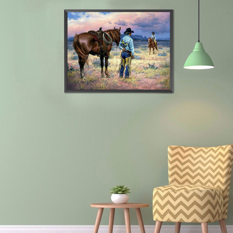 Cowboy Couple Oil Paint By Numbers Kits Canvas Picture Wall Art DIY Craft D