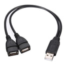 Supplies Connector Y Splitter USB 2.0 Hub Male To Dual Female Cable Adapter