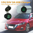 5V 3A QC 3.0 USB Car Charger Socket Adapter with Dust Cover for Motorcycle Boat