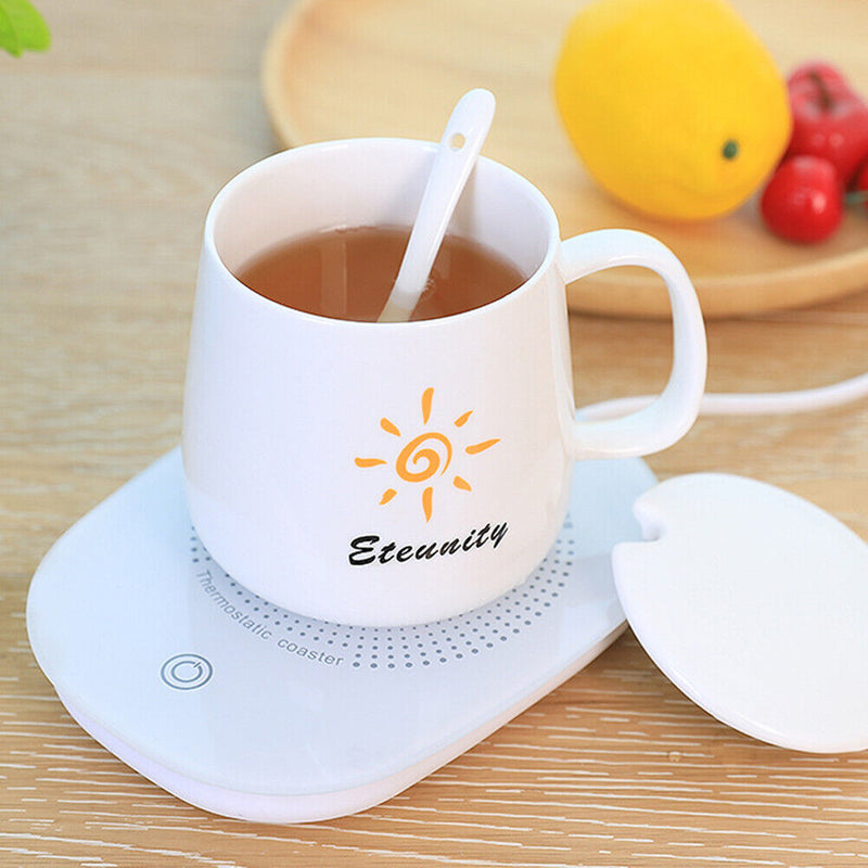 55-Degree Cup Heated Coaster Auto Gravity Sensor Home Office Cup Warmer Pad Mat