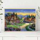 DIY Full Drill Round Diamond Painting Kit Suburban Garden Landscape Drawing Gift