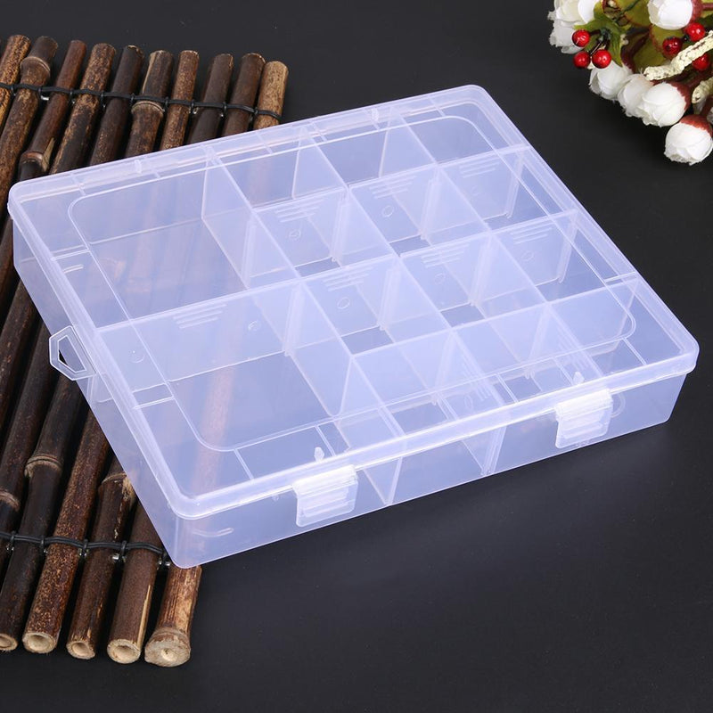 14 Compartment Transparent Plastic Jewelry Box Earrings Rings Beads Pills Storag