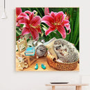Full Drill Round Rhinestone DIY 5D Mosaic Hedgehog Clock Painting Kit Room Decor