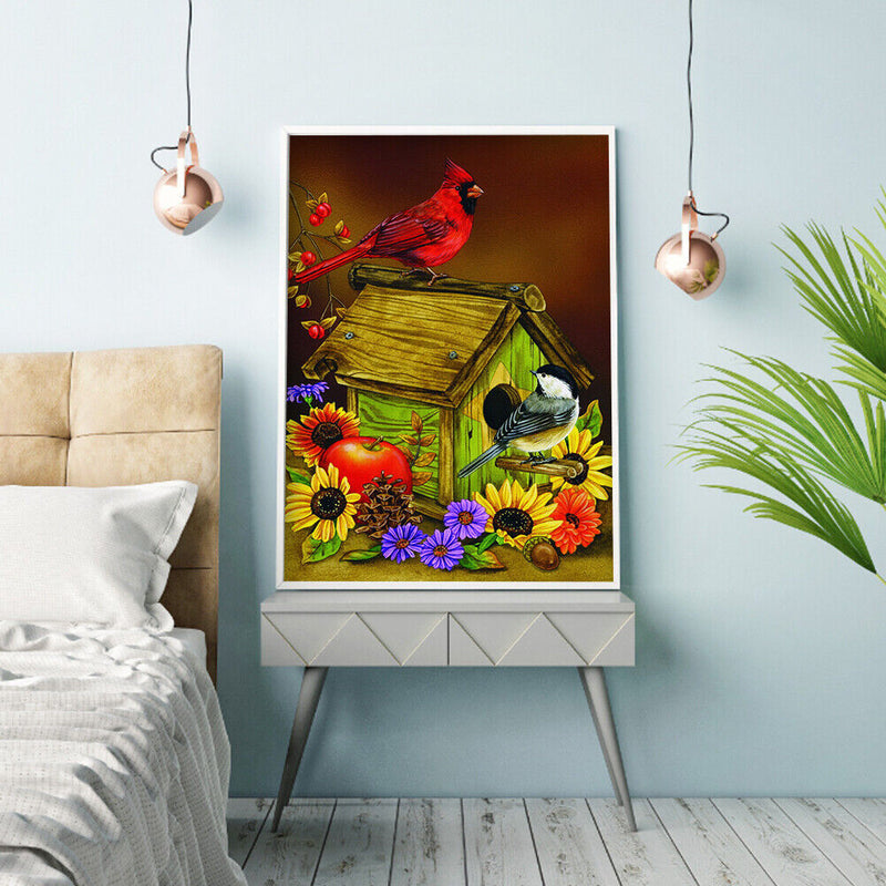 Full Round Drill Drawing Picture Red Bird Diamond Painting Living Room Ornament