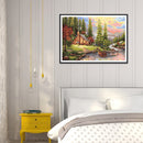 11CT 3 Beach Printed Full Embroidery River House Needlework Cross Stitch Kit