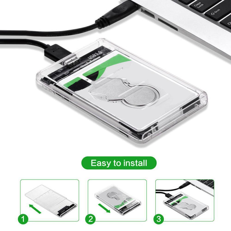 2.5 inch HDD SSD Mobile Case SATA to USB3.0 Transparent Hard Drive Enclosure Box