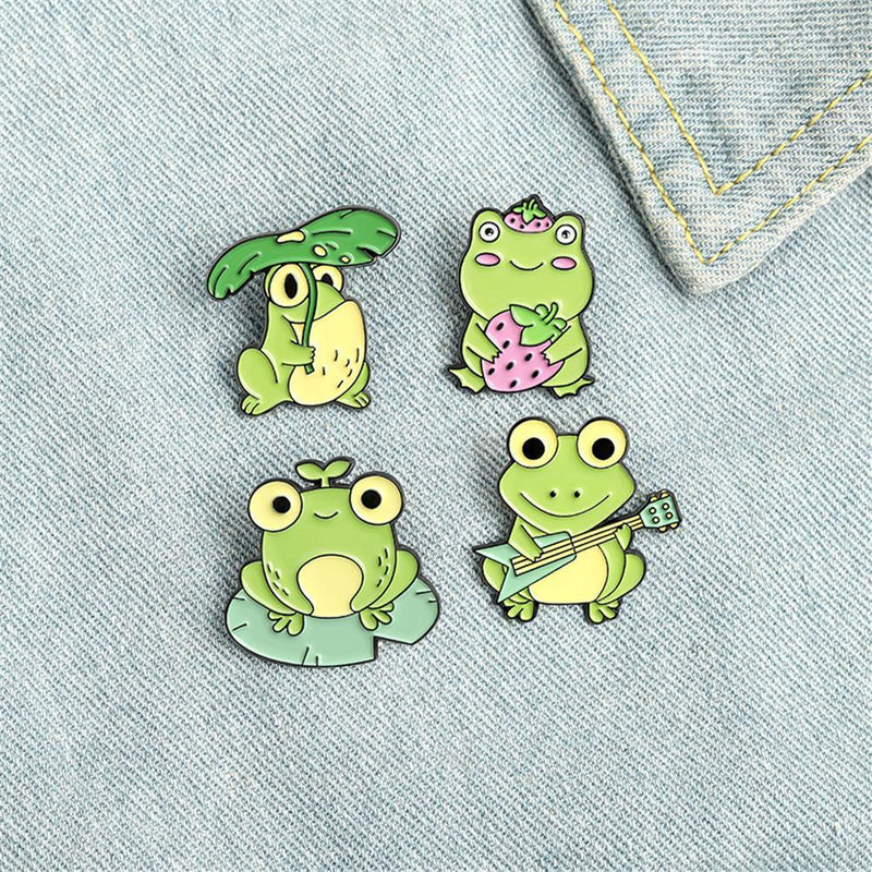 Clothes Jewelry Metal Lapel Pins Cute Frog Enamel Pins Cute Badge Animal Brooch