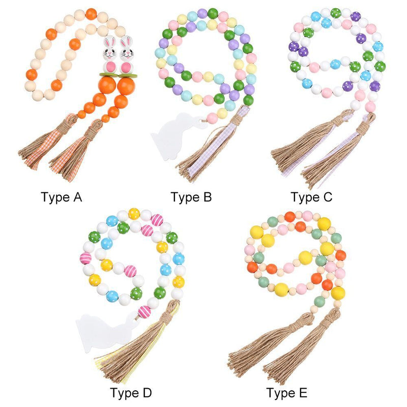 DIY Rabbit Farmhouse Rustic Beads Easter Tassel Easter Wood Beads Tassel