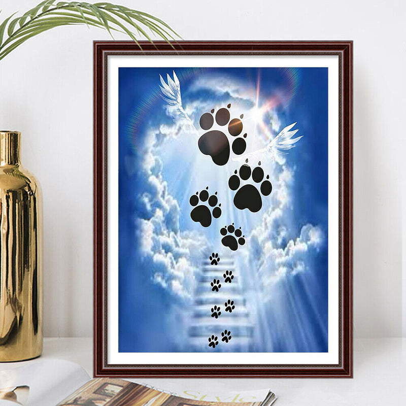 5D DIY Full Round Drill Diamond Painting Dog Footprints Cloud Handmade Art Craft