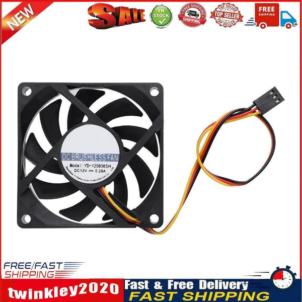 Waterproof YD-120806SH 12V 68x68x15mm Low Noise Brushless DC Cooling Fan Newly