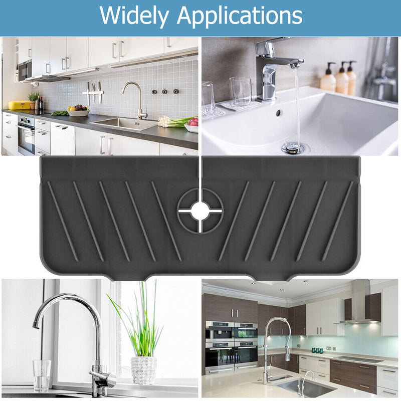 Mat Sink Splash Guard Water Catcher Drying Pads for Kitchen Bathroom(Black)